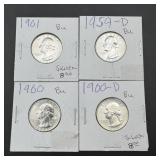 (4) Bu Washington Silver Quarter Lot