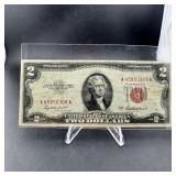 1953A Red Seal $2 US Note A45850308A
