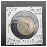 1927-d Standing Liberty Silver Quarter ~fine