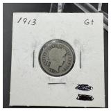 1913 Barber Silver Dime