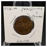 1936m Phillipines 1 Centavo Bronze