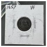 1857 Seated Liberty Silver Dime VF