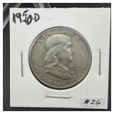 1950-D Franklin Silver Half Dollar