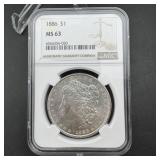 1886 Morgan Silver Dollar NGC MS63