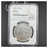 1885-O Morgan Silver Dollar NGC MS63