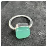 Sterling Silver Green Jade Ring 4 1/2 925 3 Grams