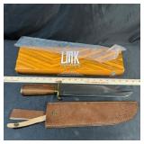 Lmk Custom Bowie Knife With Wood Handle & Sheath,