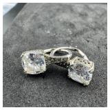Sterling Silver Cz Earrings 925 3.9 Grams