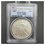 2005 American Silver Eagle Pcgs Ms69 First Strike