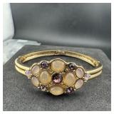 Fire Opal And Purple Amethyst Hinged Bracelet