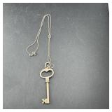 Sterling Silver Skeleton Key Necklace 925 7.5 Gram