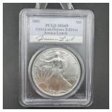 2003 American Silver Eagle Pcgs Ms69 American Hero