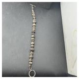 Sterling Silver Beaded Toggle Bracelet 925 25.8 Gr