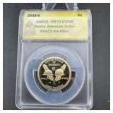 2016-s Native American Dollar Anacs Pr70 Dcam