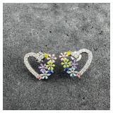 Sterling Silver Multi Stone Heart Earrings 925 1 G