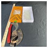 Lmk Small Damascus Hatchet With Sheath (red Handle