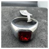 Silver And Ruby Ring Size 14