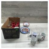 Mixed Mugs, Glassware & Decorative Plate Lot