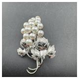 Sterling Silver & Pearl Pin Brooch 925 Silver 17 G
