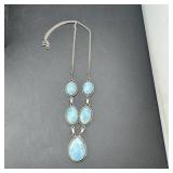 Sterling Silver Larimar Necklace Sterling 22 Grams