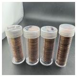(4) Tubes Of Mixed Date Lincoln Memorial Cents