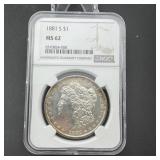 1881-s Morgan Silver Dollar Ngc Ms62
