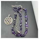 Sterling Silver Purple Amethyst Necklace Bj 925