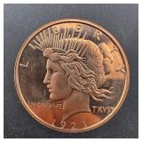 Copper Round Peace Dollar Design
