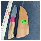 Lmk Custom Damascus Knife With Wood & Pink Handle