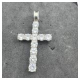 Kitten Sterling Silver + Cz Cross Pendant Kitten 9