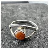 Sterling Silver Orange Stone Ring 925 1.7 Grams