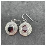 Dr Sterling Silver Garnet Earrings Dr 925 4.9 Gram