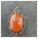 Sterling Silver Carnelian Pendant; Marked 925; 6.9