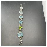 Sterling Silver Multi Stone Bracelet; Marked 925;