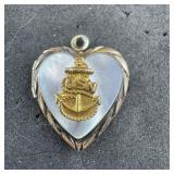 Gold Filled Us Navy Heart Locket; 4.4 Grams.