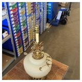 Decorative Table Lamp w/ Glass Base & Brass Accent