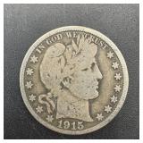 1915-s Barber Silver Half Dollar