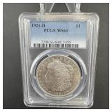 1921-d Morgan Silver Dollar Pcgs Ms63