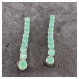 Sterling Silver Emerald Dangle Earrings; Marked 92