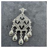 Sterling Silver Marcasite Pendant; Marked 925; 6.8