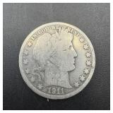 1911 Barber Silver Half Dollar