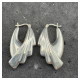 Modernist Sterling Silver Earrings; Marked 925; 3.