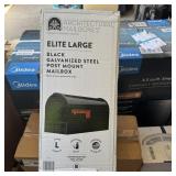 Elite Large Black Galvanized Steel Post Mount Mail