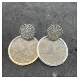 Sterling Silver Earrings; Marked 925; 5.9 Grams.