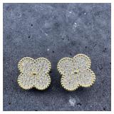 Sterling Silver Clover Earrings; Marked S925; 3.1