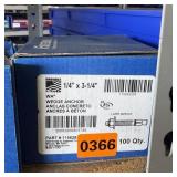 Box of (100) Fastenal WA+ 1/4" x 3-1/4" Wedge An