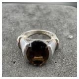 Smoky Topaz Sterling Silver Ring; Size 6; Marked S