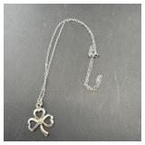 Sterling Silver Clover Necklace; Marked Sterling;