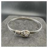 Cz Bangle Bracelet; Marked 925; 10.5 Grams.