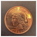 1 Oz .999 Copper Round